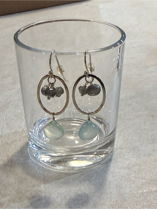 Anthropologie Jewelry - Anthropologie Handcrafted Silver Earrings with semi-precious drops